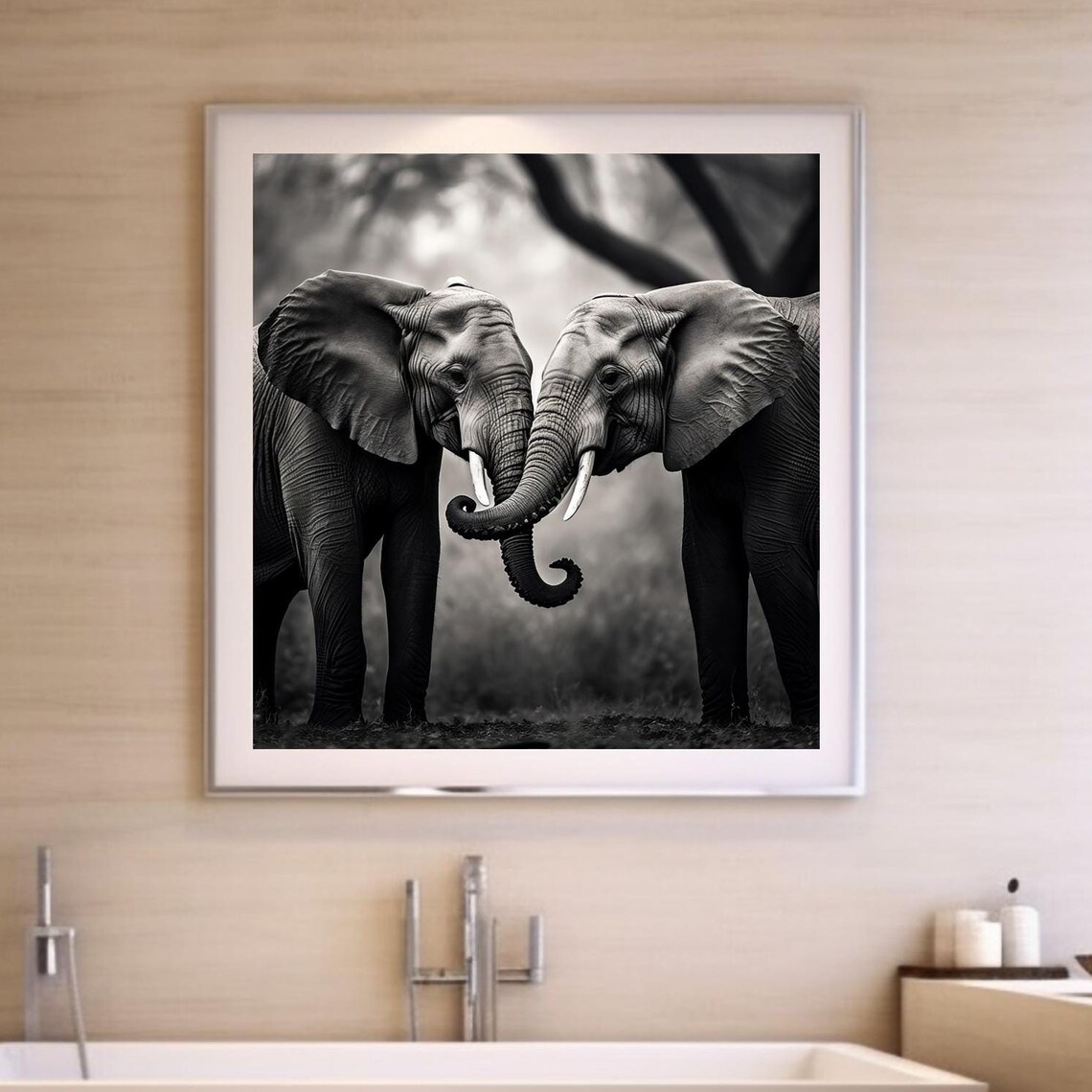 Cute Elephant Couple, Valentine Love Poster
