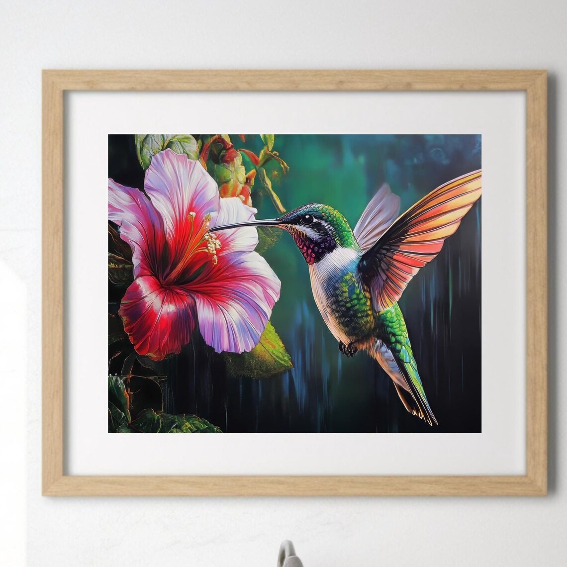 Hummingbird Poster, Cute Bird and Flowers Gift - Image 4