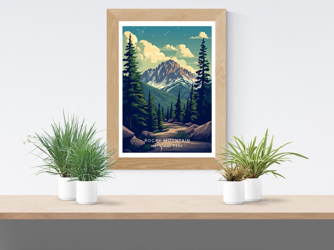 Rocky Mountain Snowy Peak Alpine Trail Colorado National Park Poster - Image 2