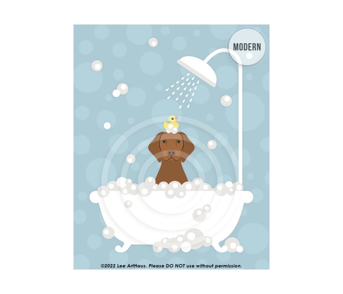 Vizsla Dog White Clawfoot Tub Bubble Bath Rubber Duck Wall Art