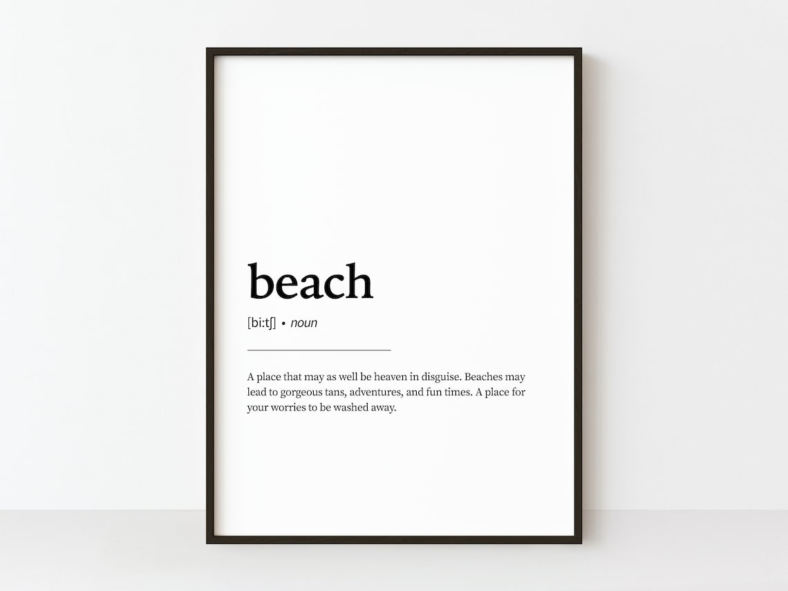 Beach Definition Quote Art Print, Holiday Travel