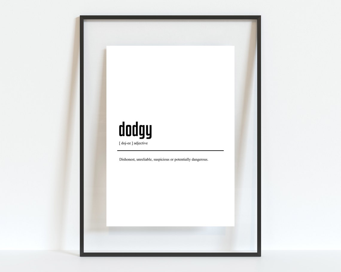 Funny British Slang Dodgy Dictionary Definition Typography Poster