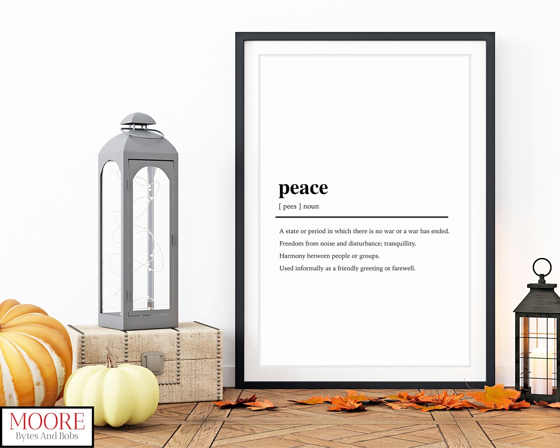 Peace Definition Dictionary Typography Calm Minimalist Art Poster
