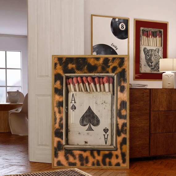 Retro Leopard Matchbox Art Print, Trendy Kitchen Decor