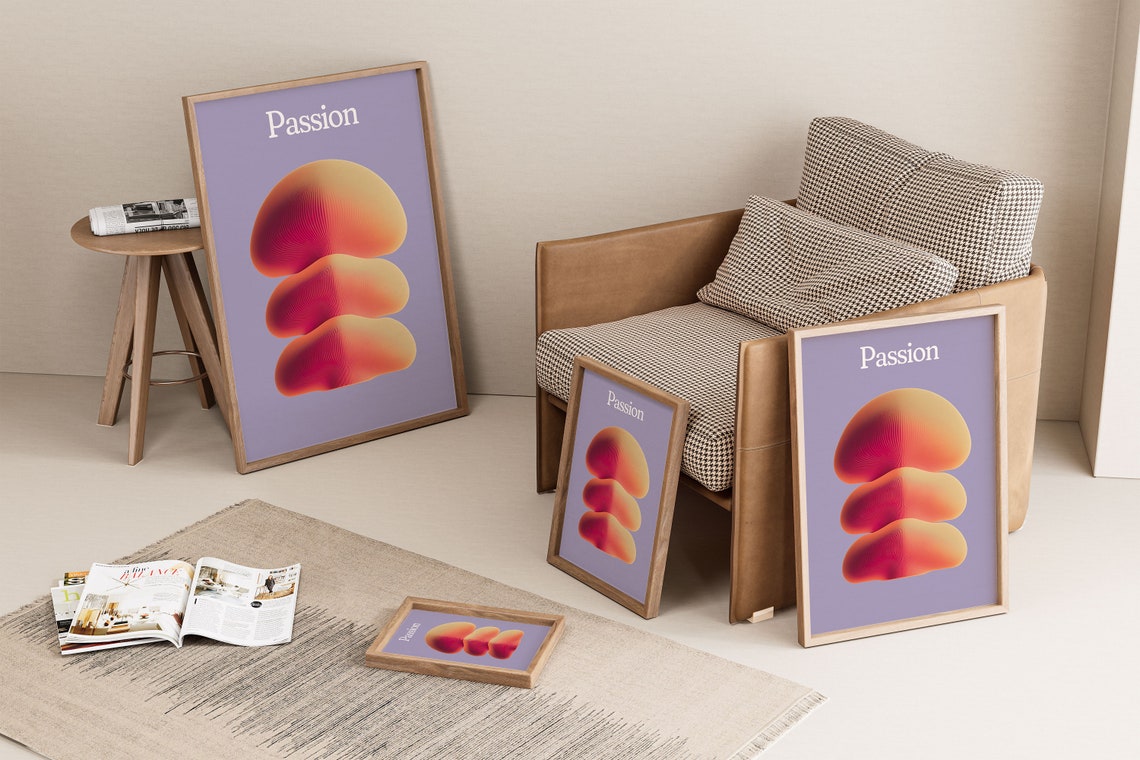 Passion Typography Poster Self Motivation Affirmation Art Print Uplift Words Workplace Wall Art - Image 2