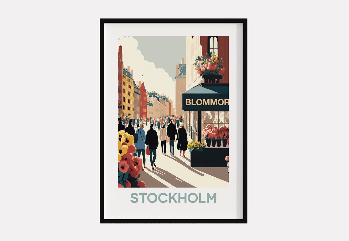 Stockholm Poster Stockholm Art Flower Market Print Sweden Wall Art Swedish Decor Nordic Wall Art Stockholm Sweden