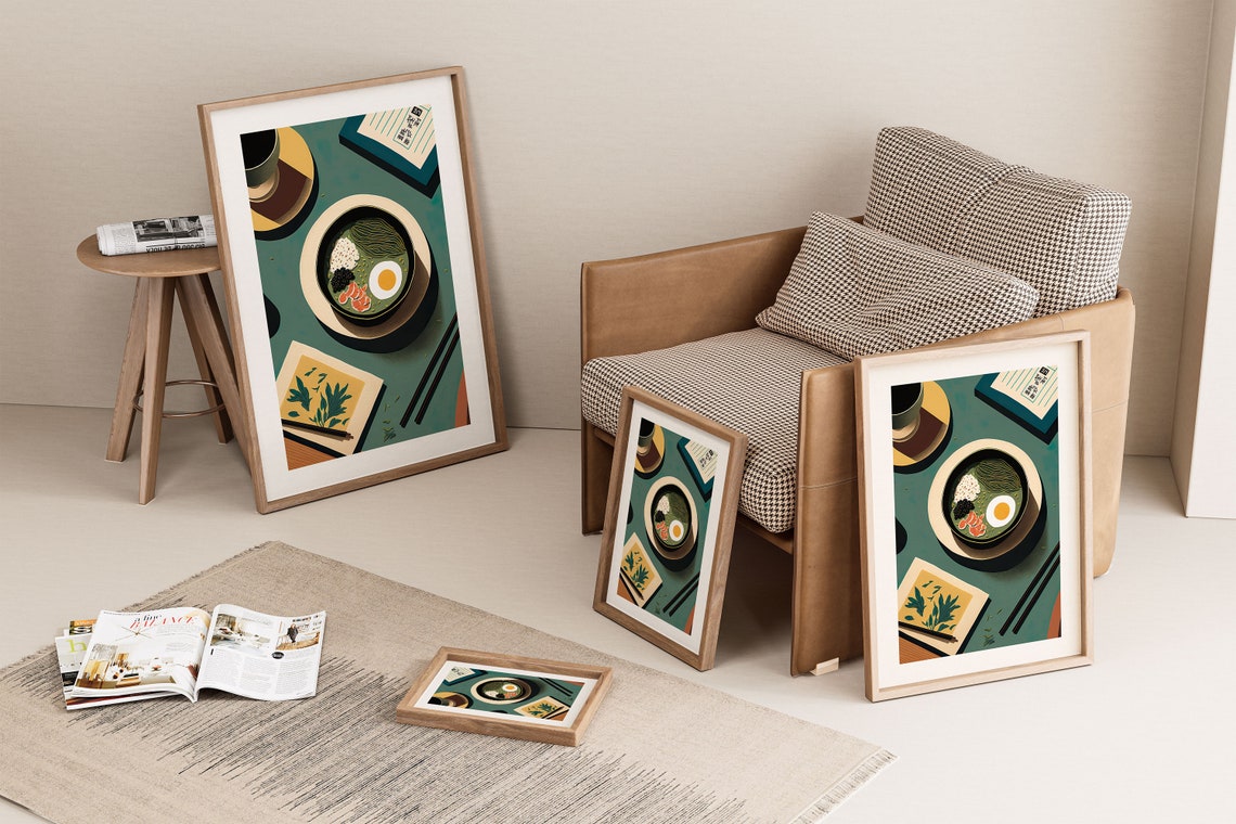Japanese Breakfast Bowl Matcha Egg Green Tea Kitchen Art Poster - Image 2