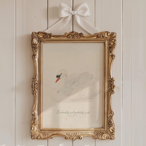 I Am Fearfully And Wonderfully Made Vintage Bible Verse Girls Room Wall Art Elegant Scripture Painting Christian Baby Girl Nursery Print