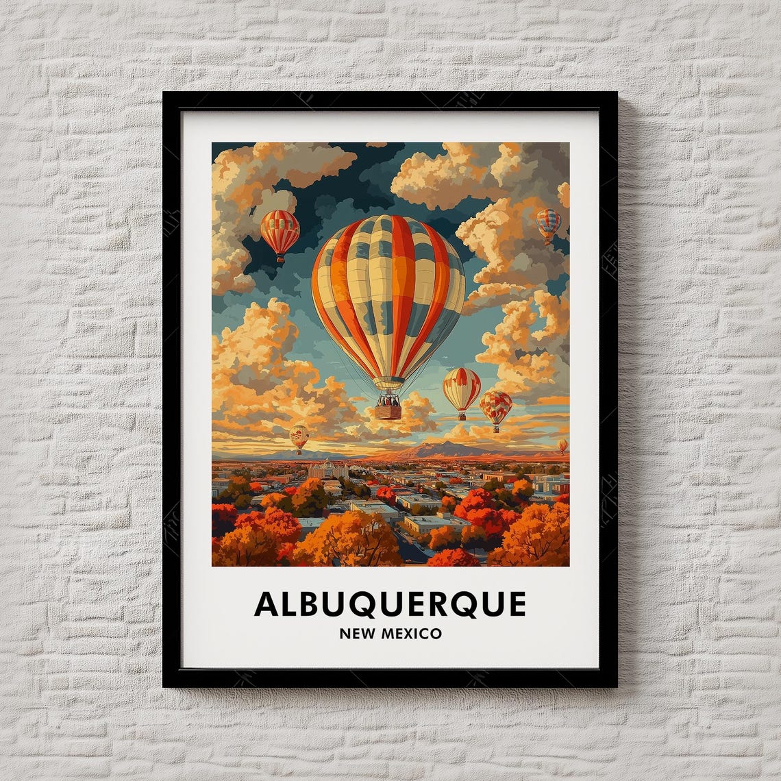 Albuquerque New Mexico Hot Air Balloon Fiesta Sunset Travel Poster