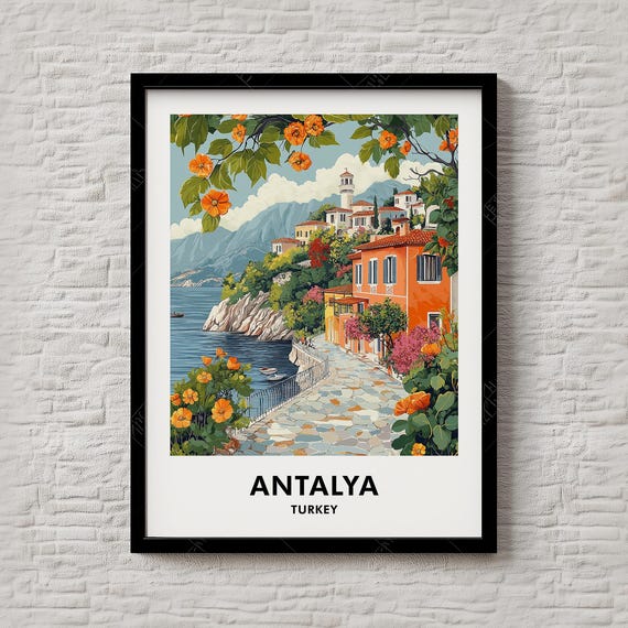 Antalya Turkey Mediterranean Old Town Coastal Street Scenic Poster