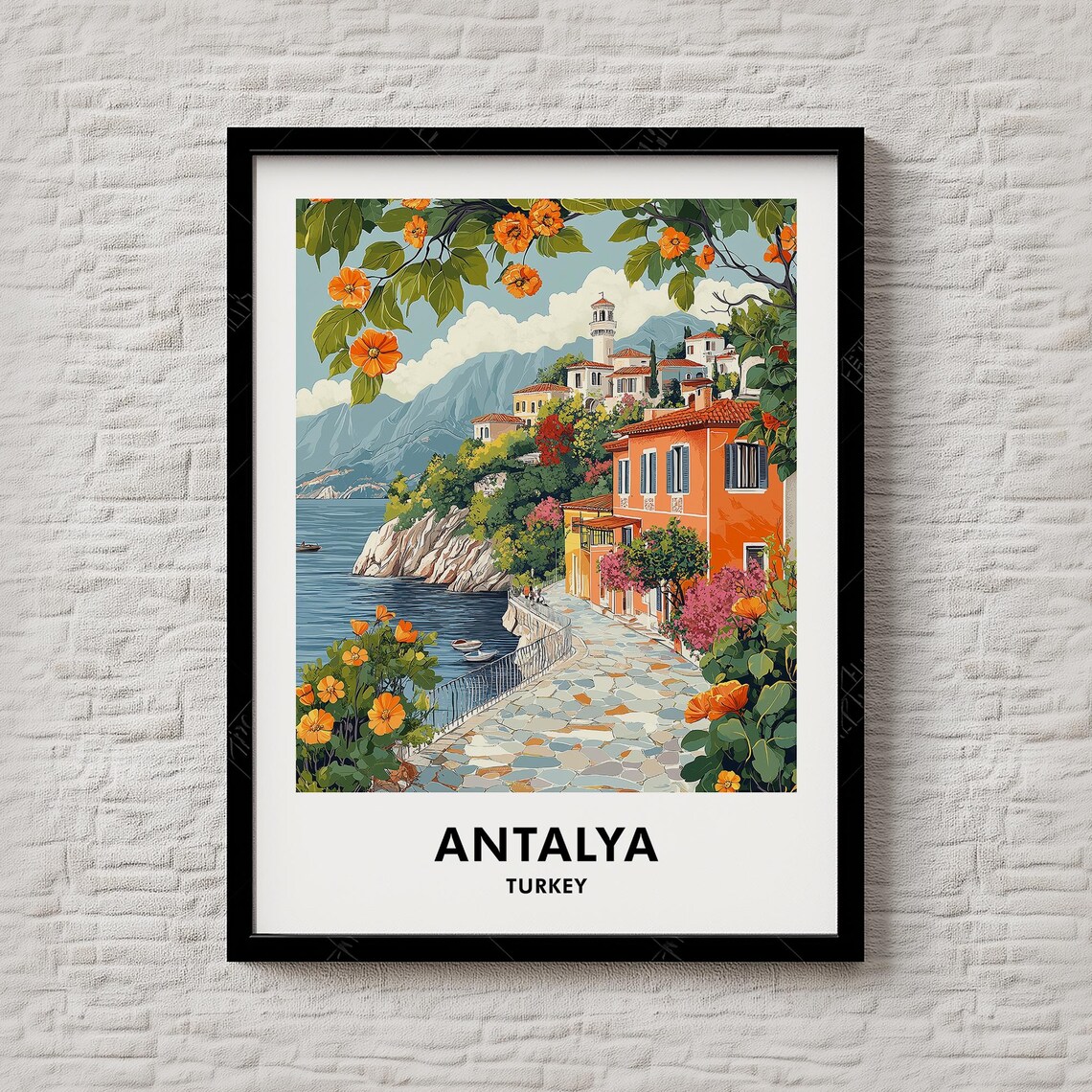 Antalya Turkey Mediterranean Old Town Coastal Street Scenic Poster