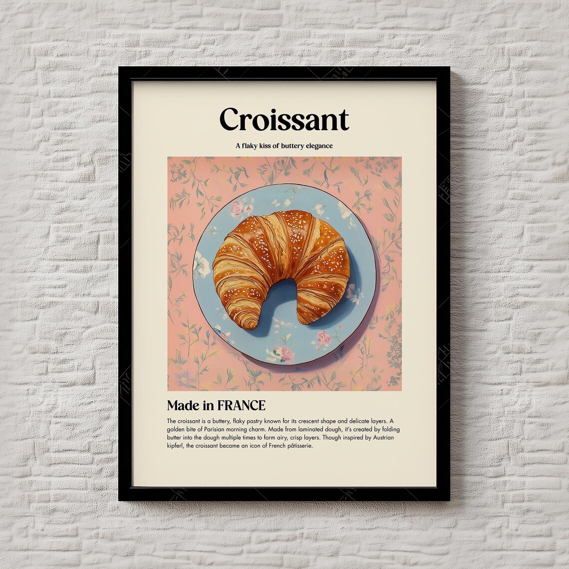 Croissant French Pastry Buttery Elegance Kitchen Recipe Poster