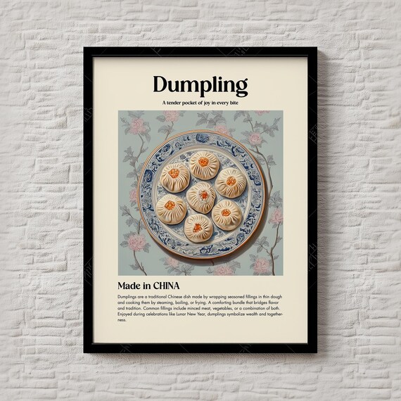 Dumpling Chinese Traditional Comfort Food Recipe Kitchen Poster