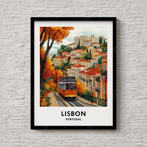 Lisbon Travel Print Boho Wall Art For Creative Spaces Or Travelers Instant Portugal Illustration Poster 114