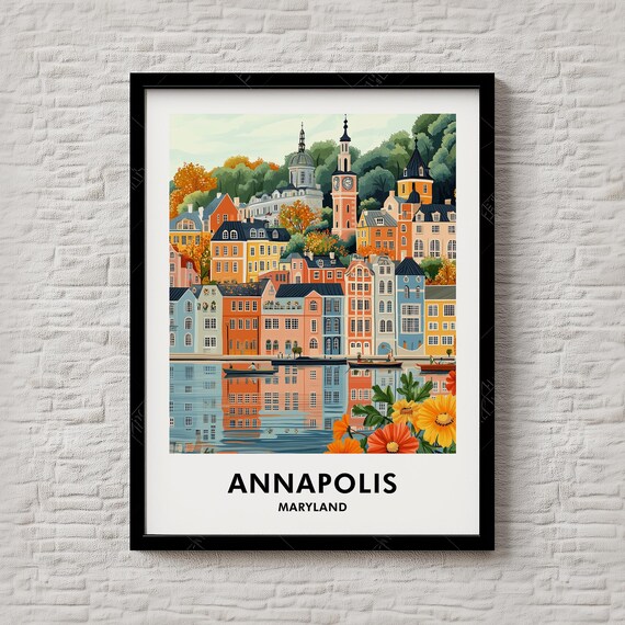 Annapolis Maryland Historic Harbor Colorful Cityscape Poster