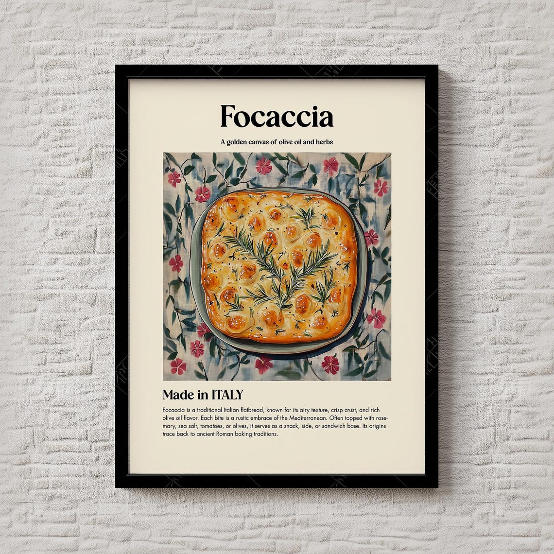Focaccia Print Italian Bread Kitchen Wall Art Instant Rustic Bakery Illustration For Food Lovers Or Culinary 183