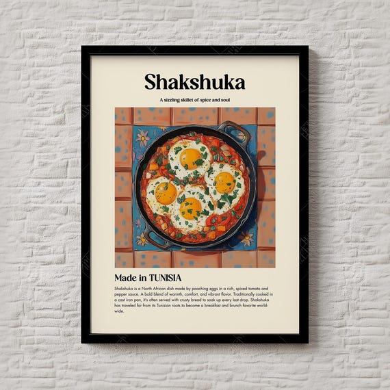 Shakshuka Print Spicy Tomato Egg Dish Kitchen Art Instant For Foodie Gift Or Mediterranean Inspired Home Wall Decor 197