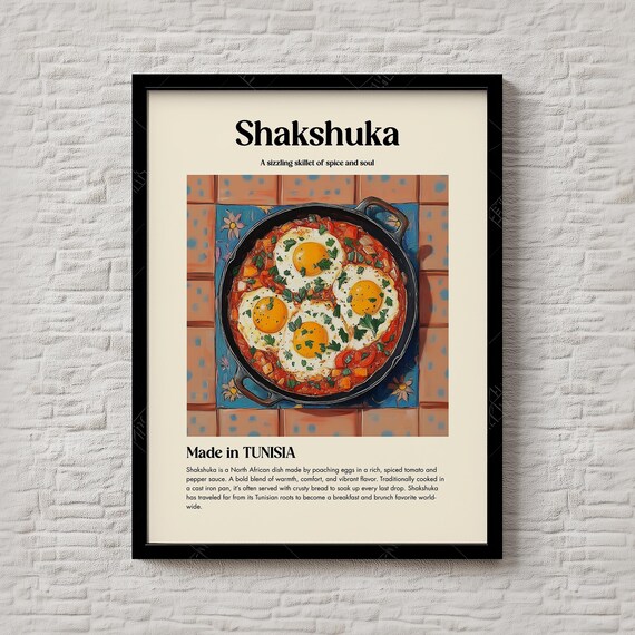 Shakshuka Tunisian Spicy Tomato Eggs Cast Iron Skillet Kitchen Print