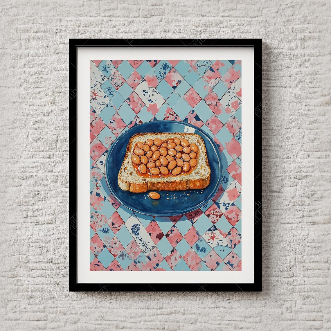 Beans on Toast Classic British Breakfast Vintage Kitchen Poster
