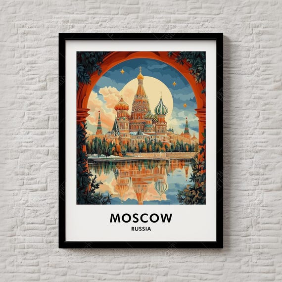 Moscow Travel Print Russia City Wall Art Poster For Living Room Office Decor Iconic Illustration Instant 129