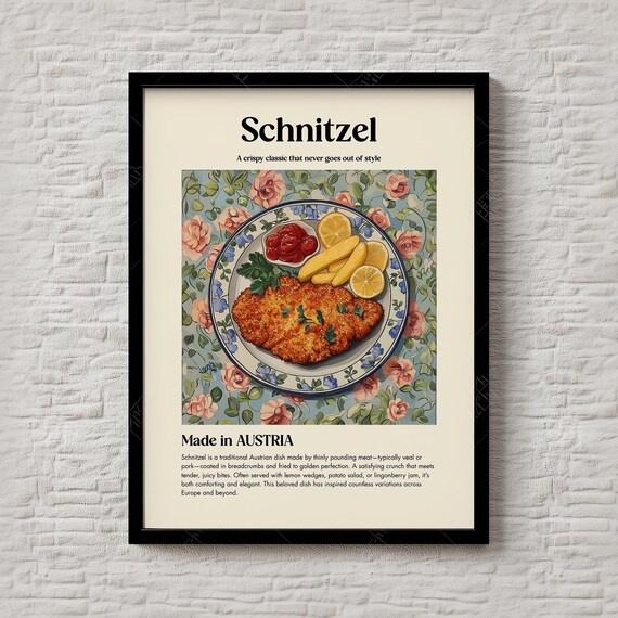 Schnitzel Austrian Crispy Classic Lemon Golden Kitchen Food Print