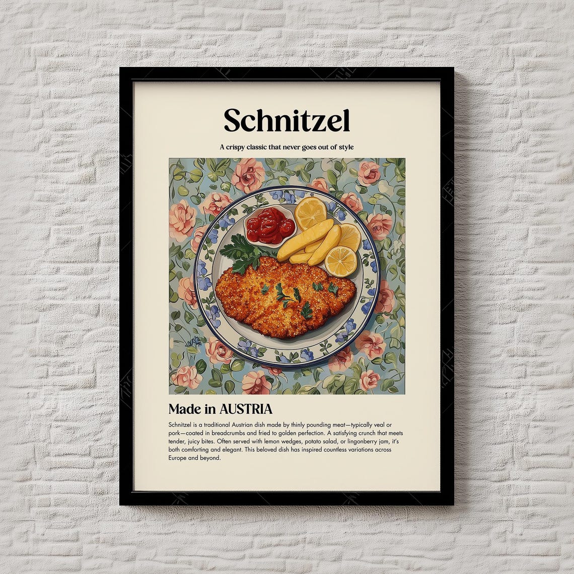 Schnitzel Austrian Crispy Classic Lemon Golden Kitchen Food Print