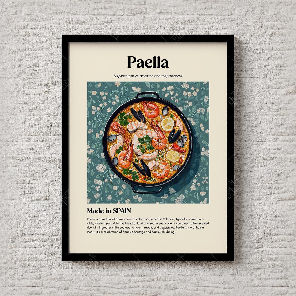 Paella Spanish Seafood Saffron Rice Pan Traditional Kitchen Wall Art