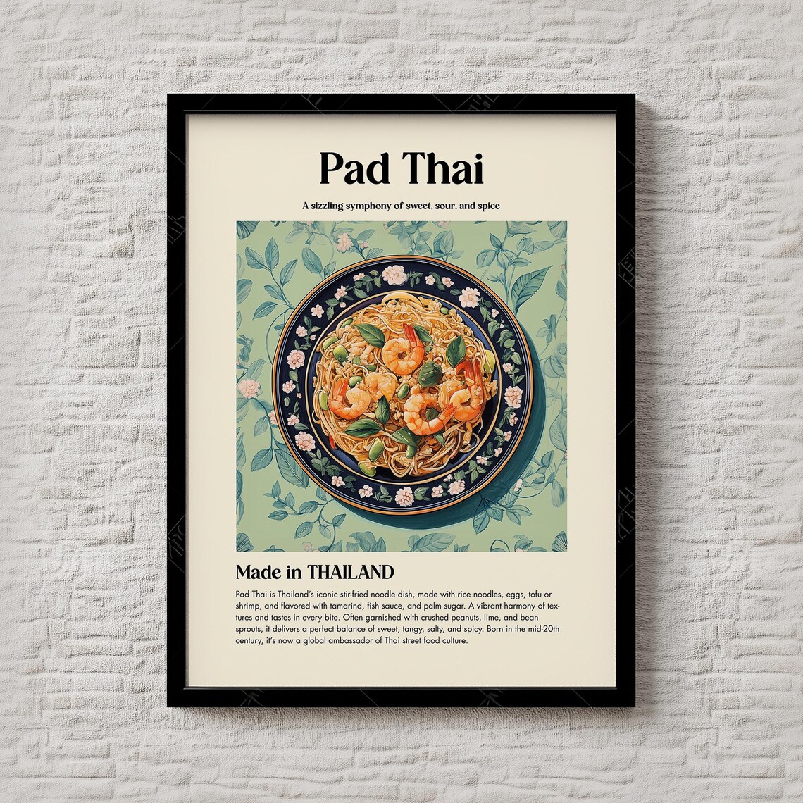 Pad Thai Shrimp Noodle Bowl Sweet Sour Spice Kitchen Food Print