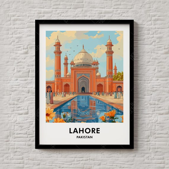 Lahore Travel Print Pakistan Wall Art Poster Or Islamic Architecture City For Home Decor Instant Artwork 107