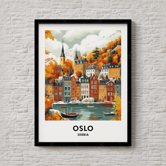 Oslo Travel Print City Illustration Featuring Iconic Norway Landmarks Stylish Wall Poster For Fans Instant 139