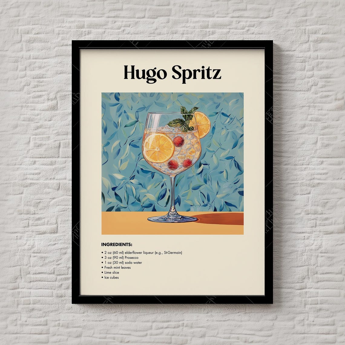 Hugo Spritz Elderflower Prosecco Summer Cocktail Recipe Poster
