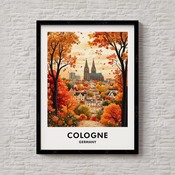 Cologne Travel Print Stylish Retro Poster For Unique Living Room Decor Instant Art Vintage Germany Illustration 082