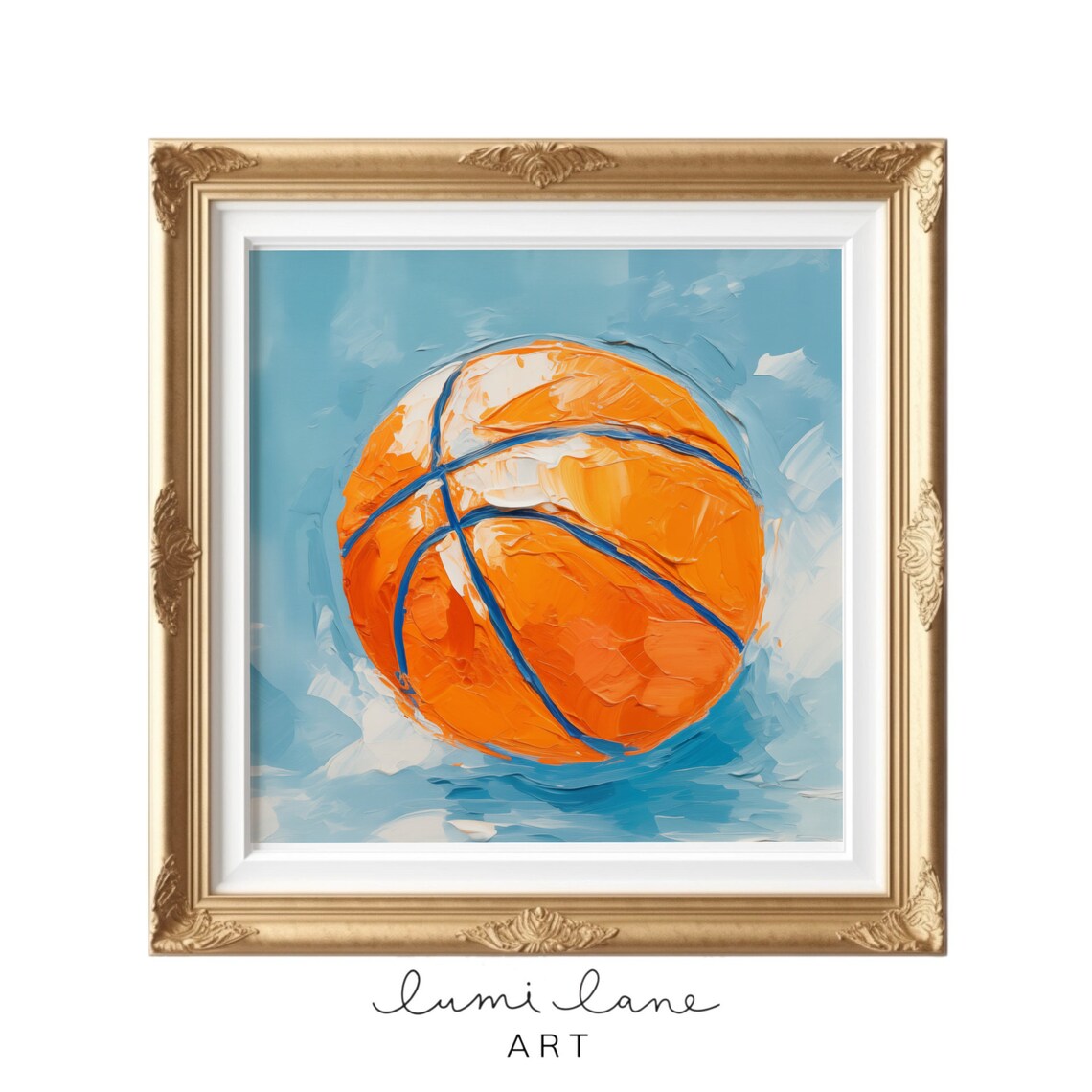 Basketball Art Wall Print, Square Sport Fun