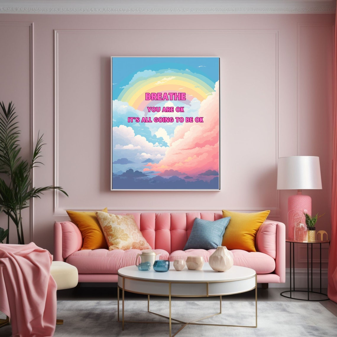 Positive Manifestation Wall Art Rainbow Poster Happy Affirmation Art