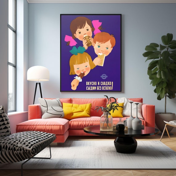 Retro Soviet Poster Retro Wall Art Soviet Wall Art Russian Print Kids Poster Russian Ice Cream