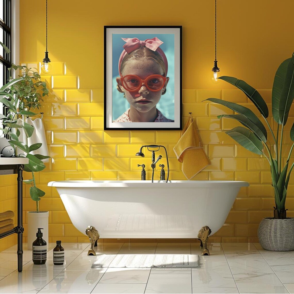 Retro Summer Girl In Red Sunglasses Poolside Portrait Art Poster