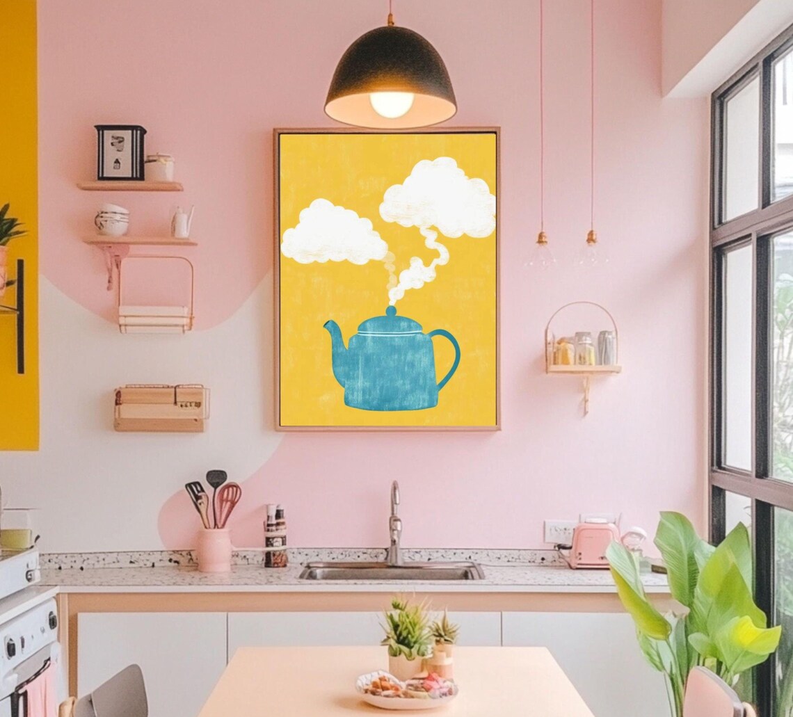 Retro Tea Kettle Kitchen Decor Poster Art Print
