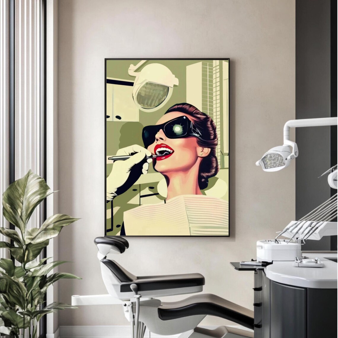 Retro Glam Dentist Olive Shades Vintage Poster