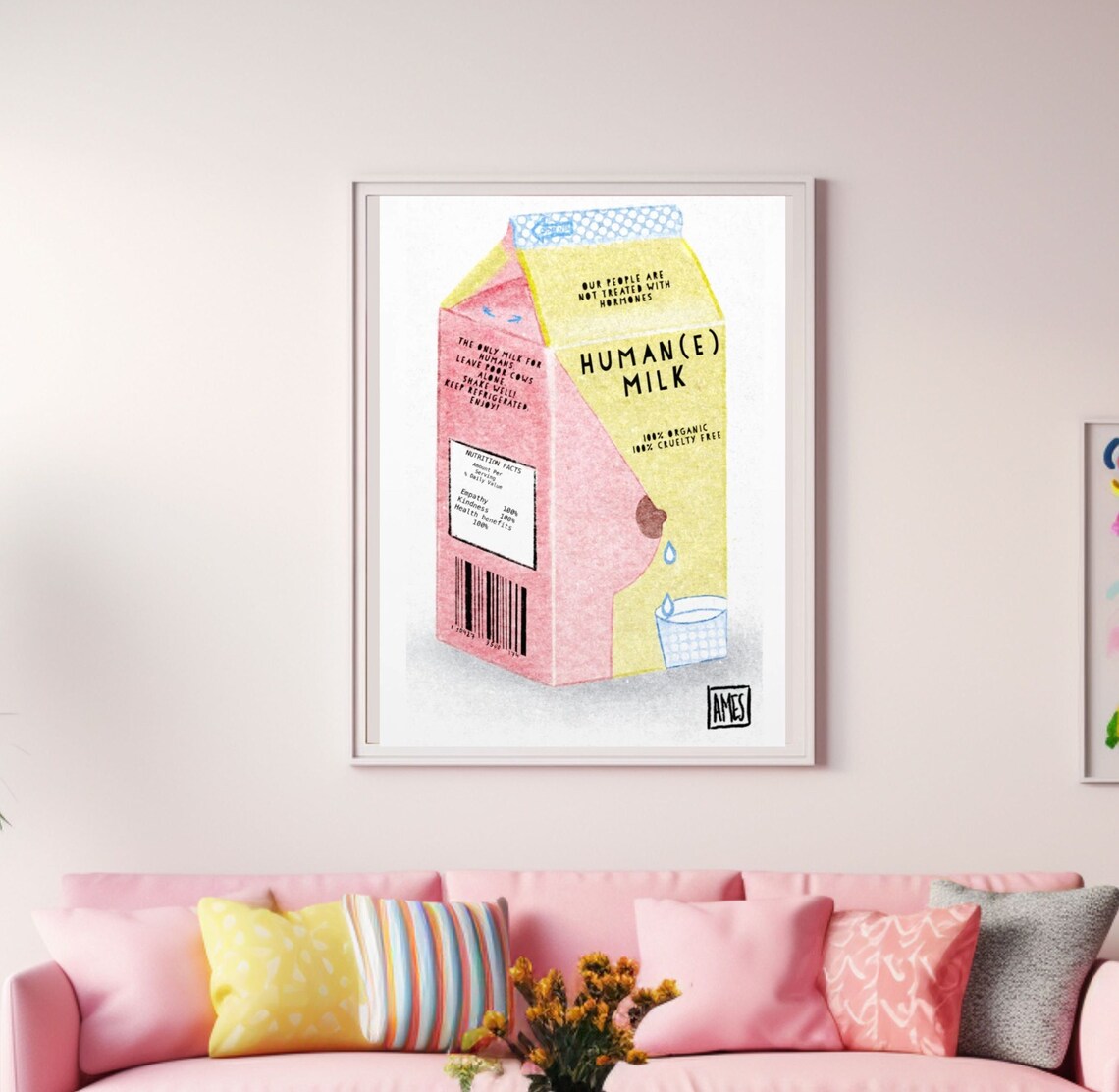 Humane Milk Vegan Humor Typography Poster Print