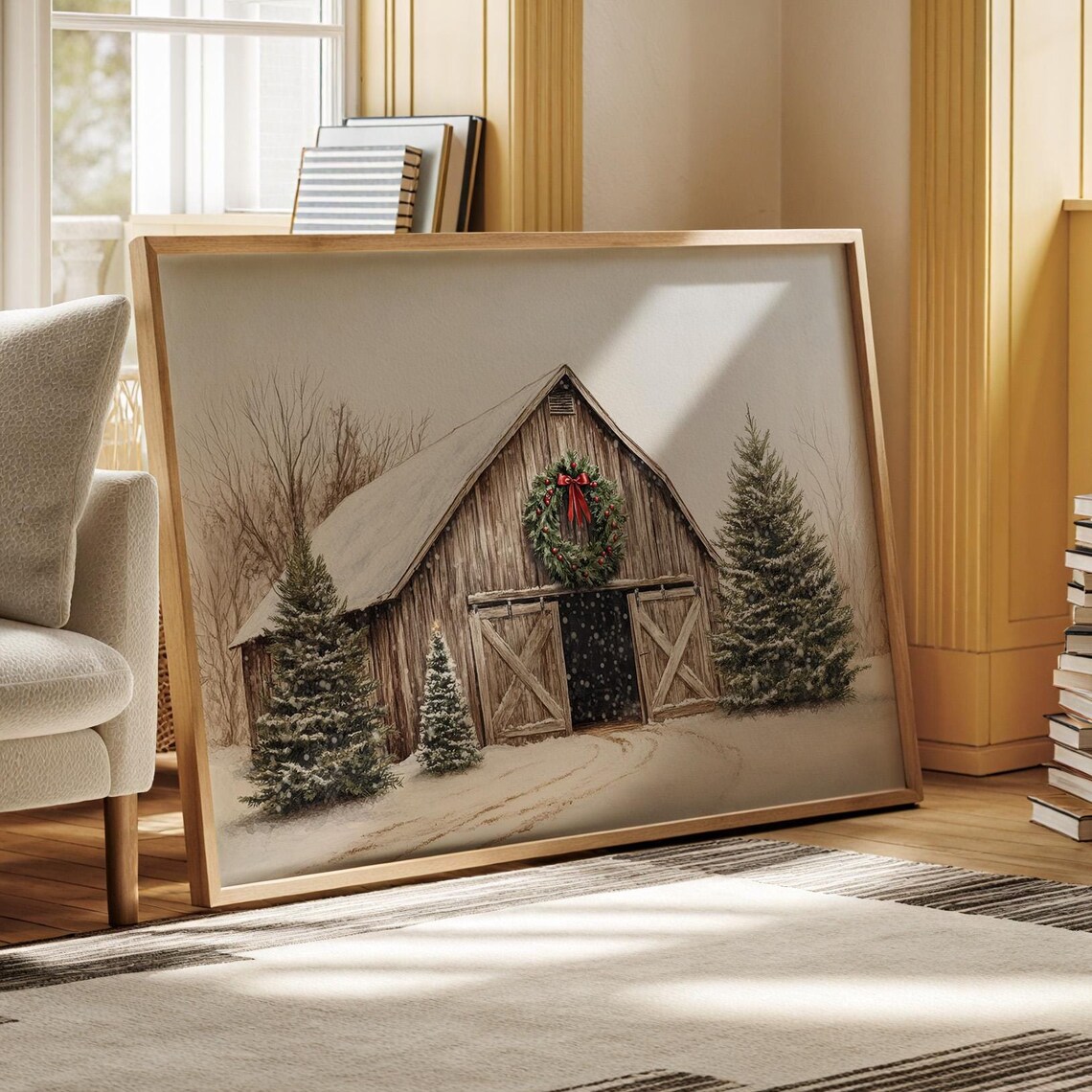 Winter Christmas Time Farmhouse Art Print