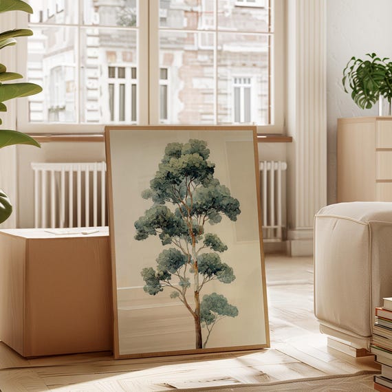 Tall Eucalyptus Tree Watercolor Art Print