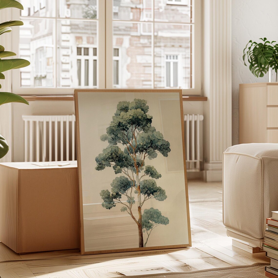 Tall Eucalyptus Tree Watercolor Art Print