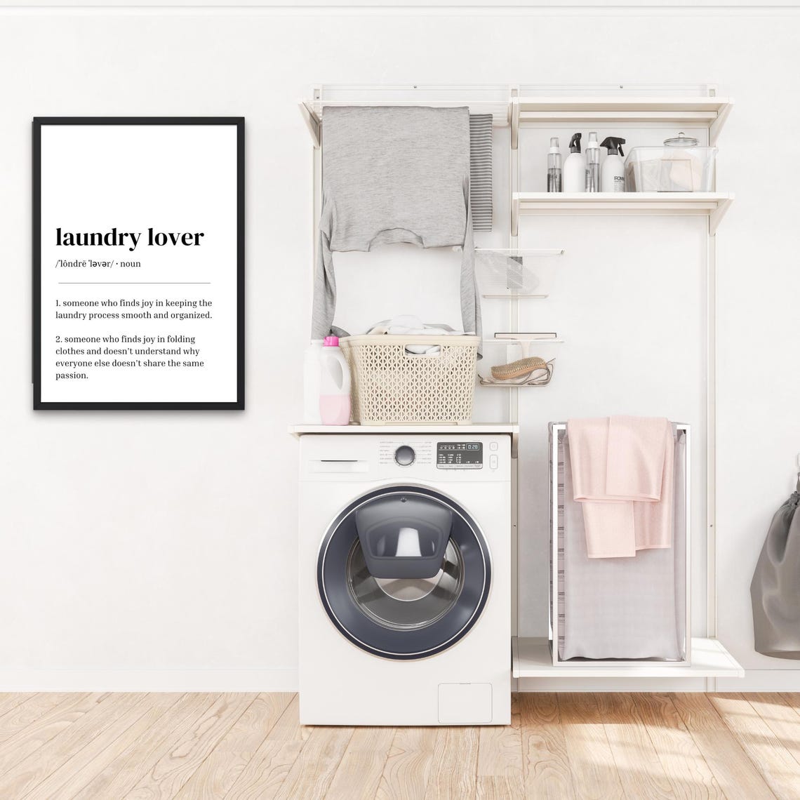 Laundry Lover Definition Minimalist Funny Folding Clothes Quote Poster - Image 2