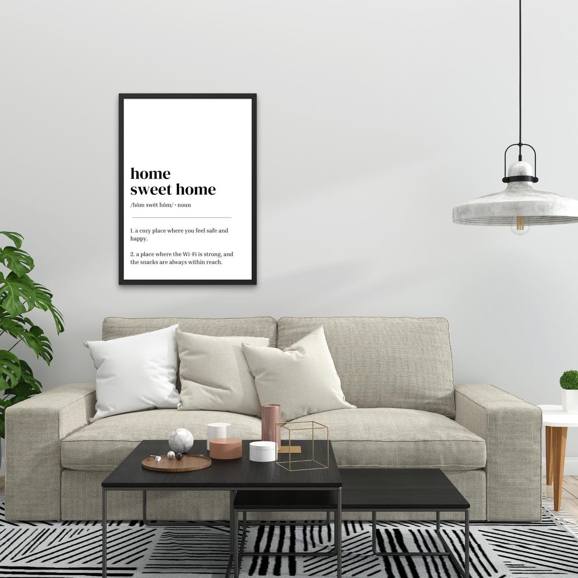 Home Sweet Home Definition Minimalist WiFi Snacks Funny Quote Poster - Image 3