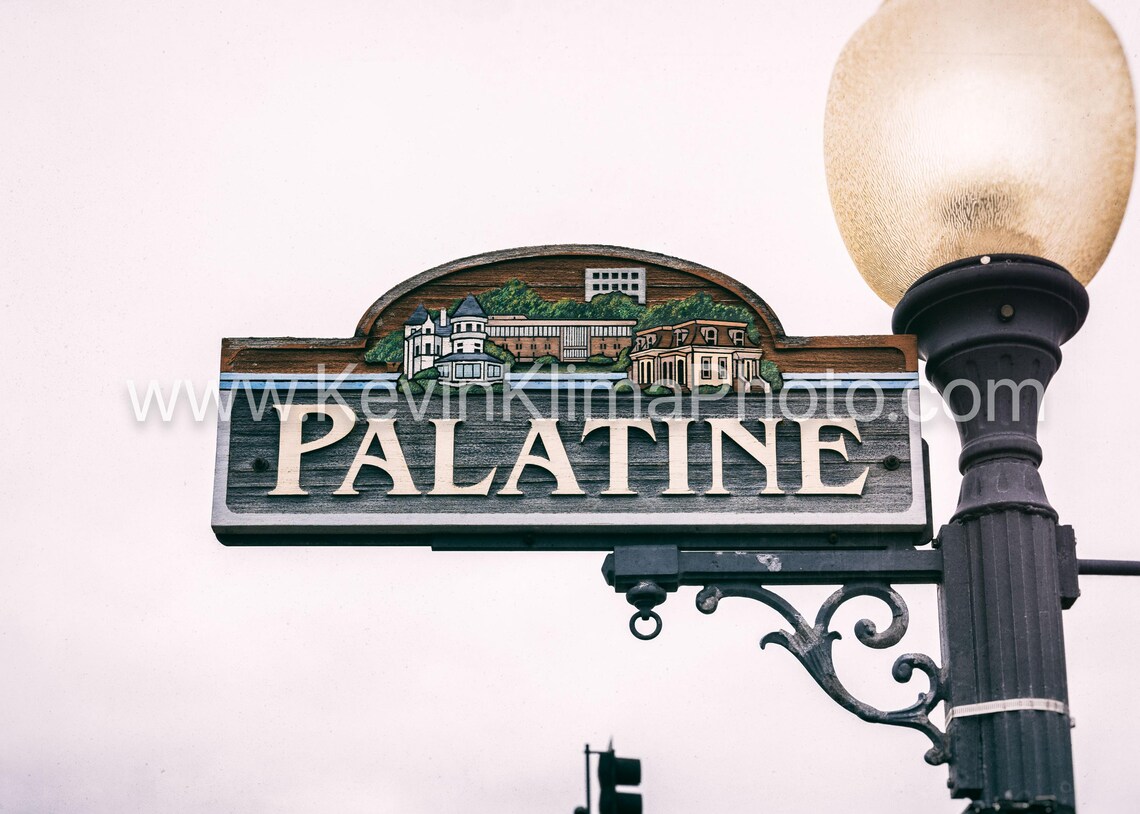 Palatine Illinois Ornate Street Sign Lamp Post Color Photo Print - Image 3