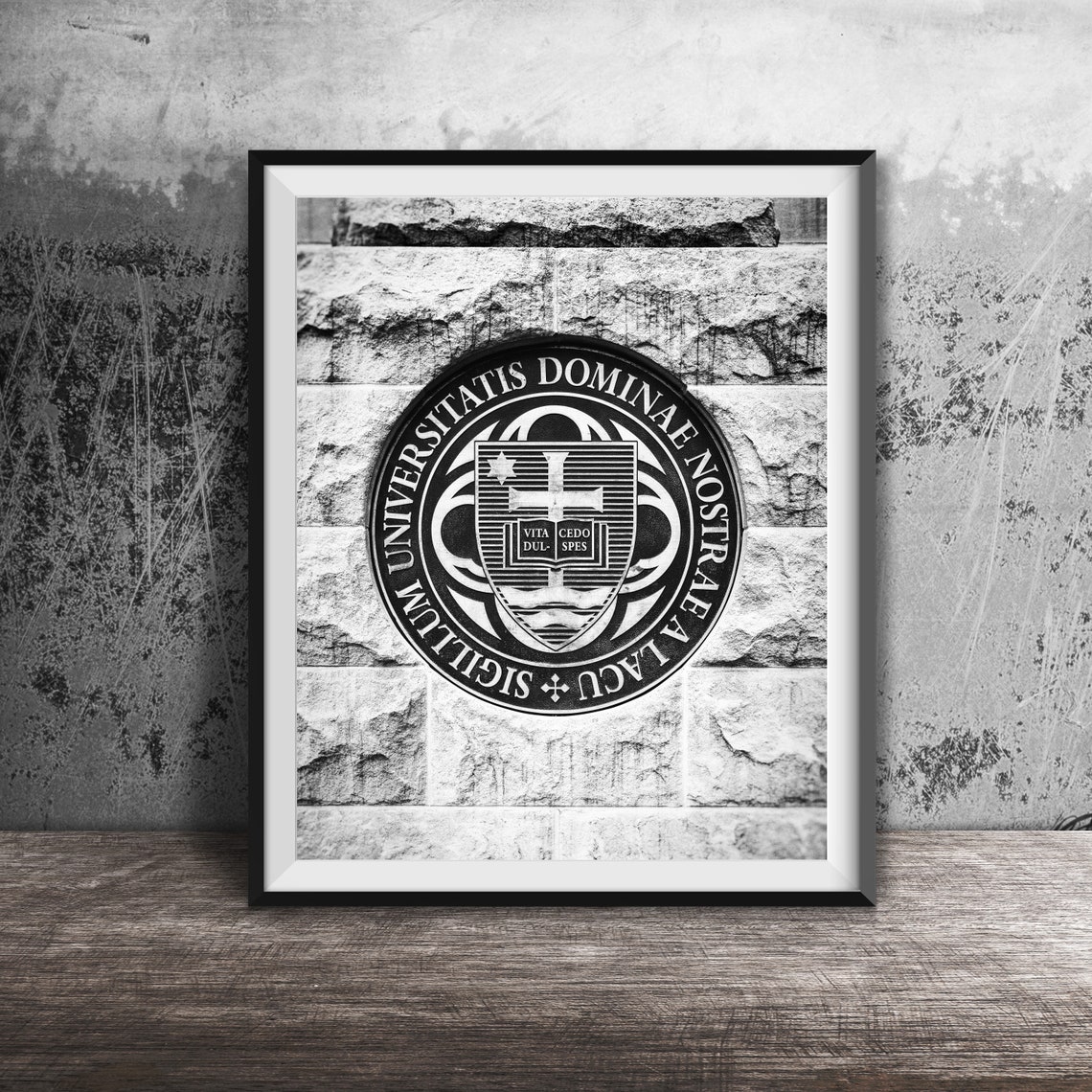 Notre Dame University Bronze Seal on Limestone Plaque Poster - Image 2