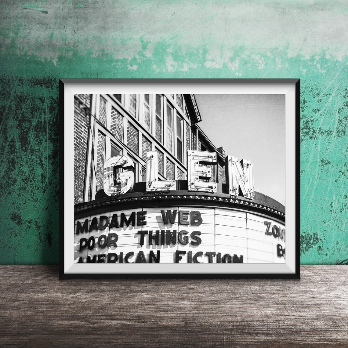 Glen Theatre Yellow Blade Marquee Vintage Cinema Sign Poster - Image 2