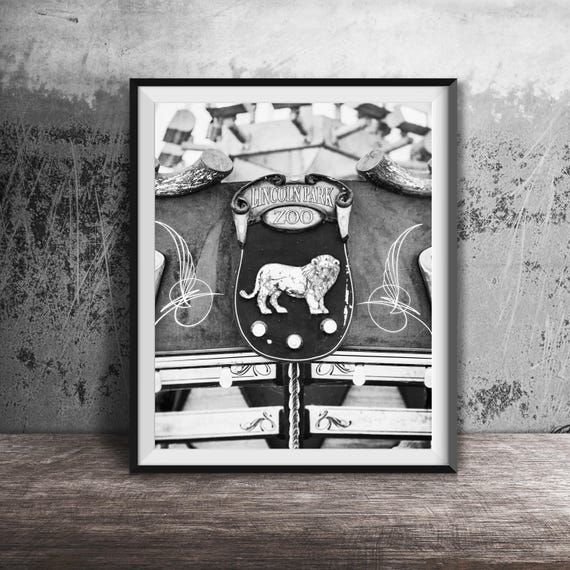 Lincoln Park Zoo Unframed Chicago Photography Print Lincoln Park Chicago Carousel Lion Sign
