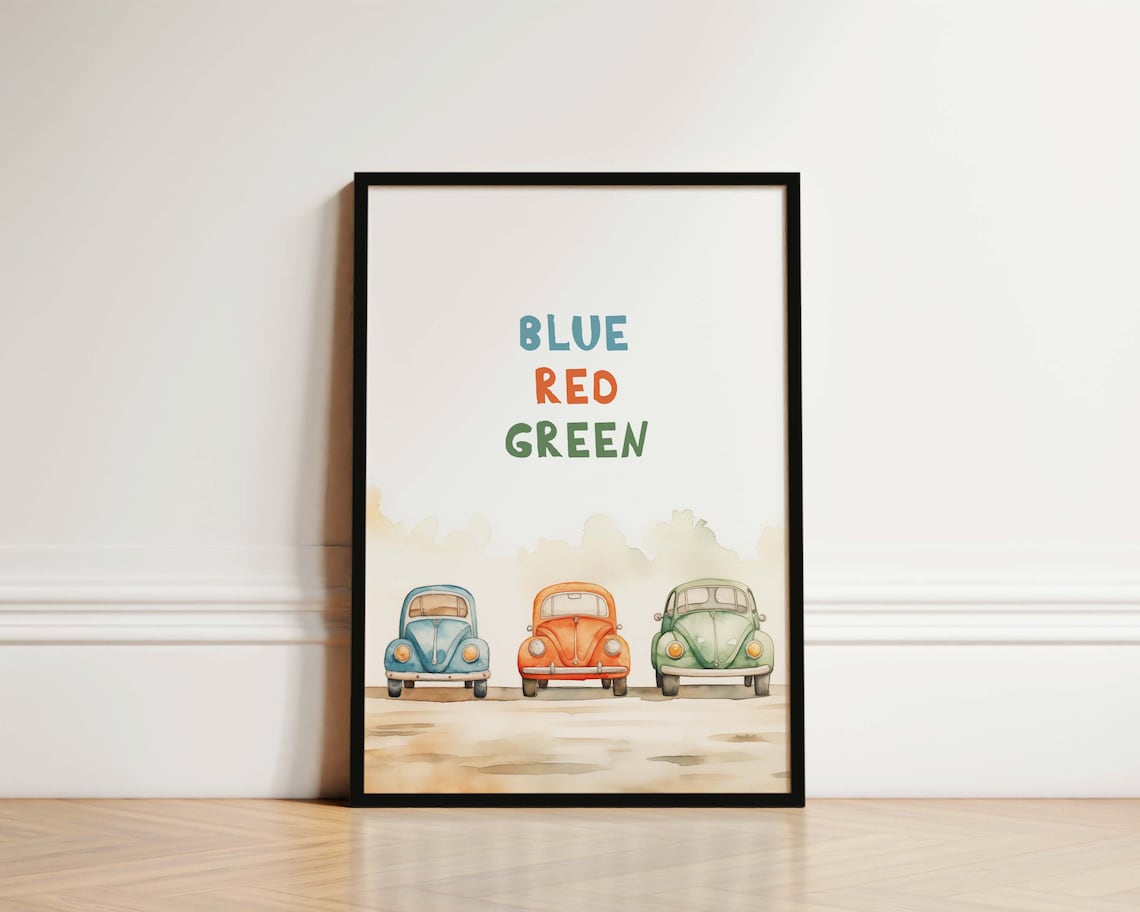 Cars Nursery Print, Boho Boys Bedroom Decor