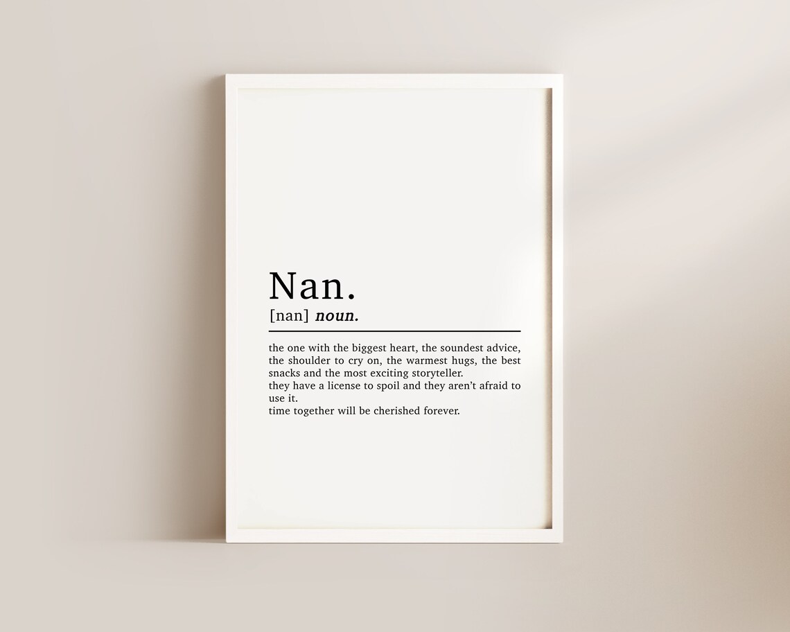 Nan Definition Gift, Grandparents Typography Art Print